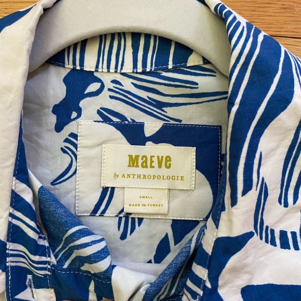 Anthropologie the Bettina shirt dress in blue white floral - Picture 4 of 7